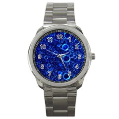 Blue Bubbles Abstract Sport Metal Watch by Vaneshop