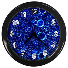 Blue Bubbles Abstract Wall Clock (black)