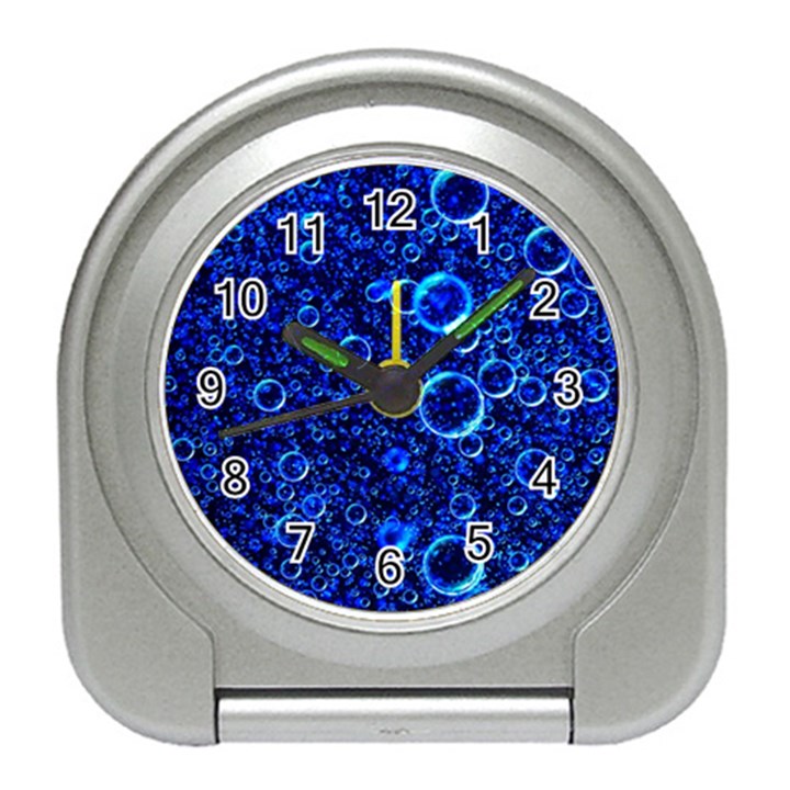 Blue Bubbles Abstract Travel Alarm Clock