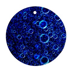 Blue Bubbles Abstract Round Ornament (two Sides)