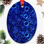 Blue Bubbles Abstract Oval Ornament (Two Sides) Front