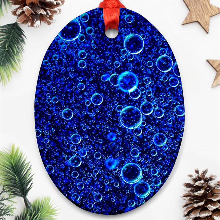 Blue Bubbles Abstract Oval Ornament (Two Sides)