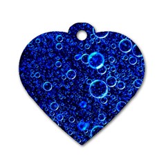 Blue Bubbles Abstract Dog Tag Heart (two Sides) by Vaneshop