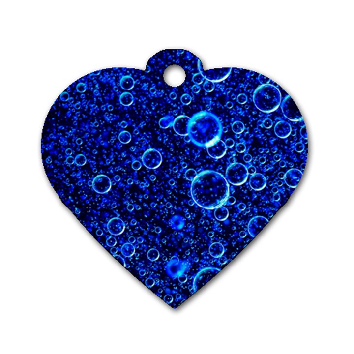 Blue Bubbles Abstract Dog Tag Heart (Two Sides)