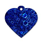 Blue Bubbles Abstract Dog Tag Heart (Two Sides) Back