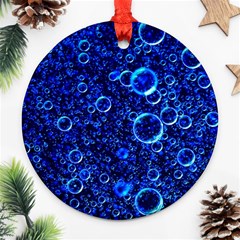 Blue Bubbles Abstract Round Ornament (two Sides) by Vaneshop