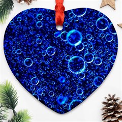 Blue Bubbles Abstract Heart Ornament (two Sides)