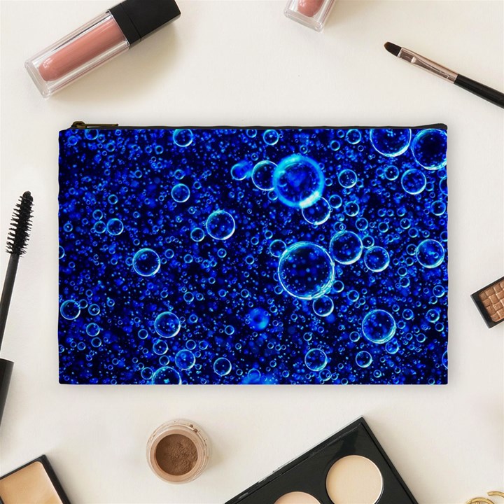 Blue Bubbles Abstract Cosmetic Bag (Large)