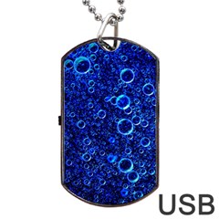 Blue Bubbles Abstract Dog Tag Usb Flash (two Sides) by Vaneshop