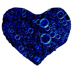 Blue Bubbles Abstract Large 19  Premium Heart Shape Cushions by Vaneshop