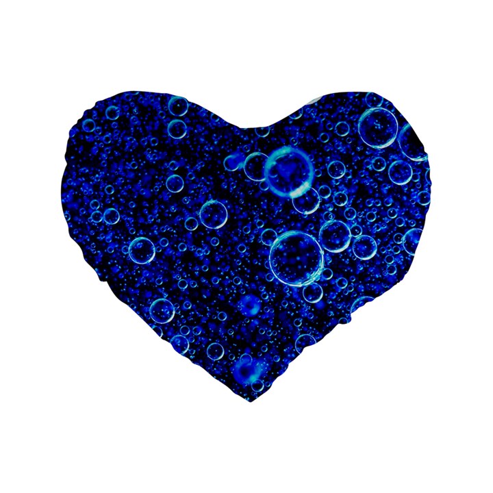 Blue Bubbles Abstract Standard 16  Premium Heart Shape Cushions