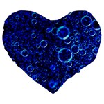 Blue Bubbles Abstract Large 19  Premium Heart Shape Cushions Front