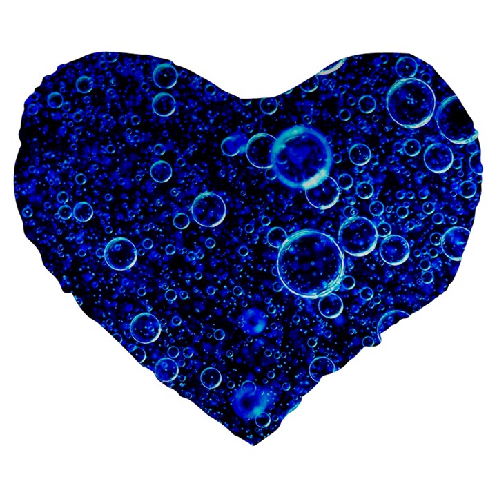 Blue Bubbles Abstract Large 19  Premium Heart Shape Cushions