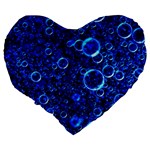 Blue Bubbles Abstract Large 19  Premium Heart Shape Cushions Back