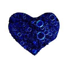 Blue Bubbles Abstract Standard 16  Premium Heart Shape Cushions by Vaneshop