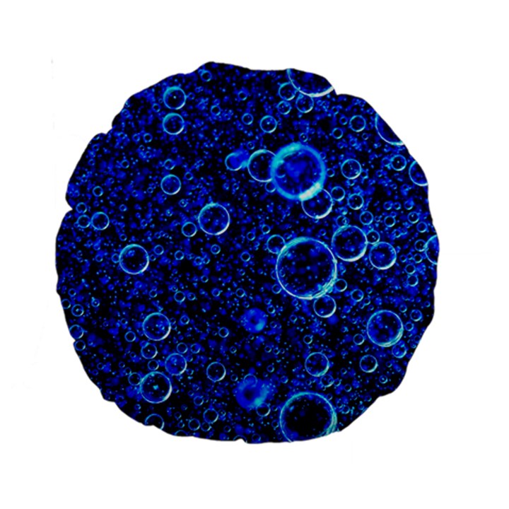 Blue Bubbles Abstract Standard 15  Premium Round Cushions