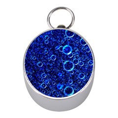 Blue Bubbles Abstract Mini Silver Compasses by Vaneshop