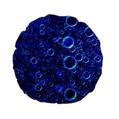 Blue Bubbles Abstract Standard 15  Premium Flano Round Cushions by Vaneshop