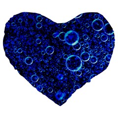 Blue Bubbles Abstract Large 19  Premium Flano Heart Shape Cushions by Vaneshop