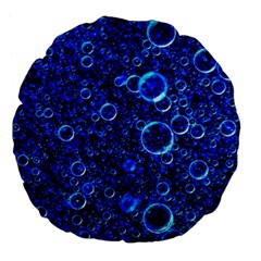 Blue Bubbles Abstract Large 18  Premium Flano Round Cushions by Vaneshop