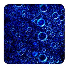 Blue Bubbles Abstract Square Glass Fridge Magnet (4 Pack)