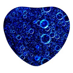 Blue Bubbles Abstract Heart Glass Fridge Magnet (4 Pack)