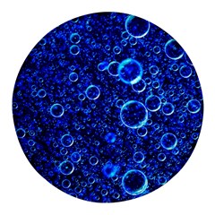 Blue Bubbles Abstract Round Glass Fridge Magnet (4 Pack)