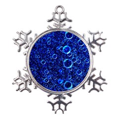 Blue Bubbles Abstract Metal Large Snowflake Ornament by Vaneshop