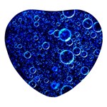 Blue Bubbles Abstract Heart Glass Fridge Magnet (4 pack) Front