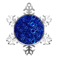 Blue Bubbles Abstract Metal Small Snowflake Ornament by Vaneshop