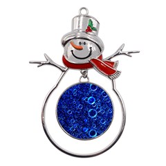 Blue Bubbles Abstract Metal Snowman Ornament by Vaneshop