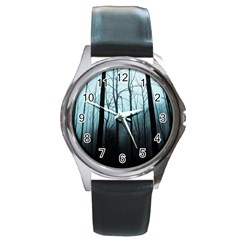 Tree Night Dark Forest Round Metal Watch by Vaneshop