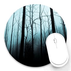 Tree Night Dark Forest Round Mousepad by Vaneshop