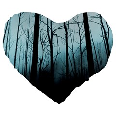 Tree Night Dark Forest Large 19  Premium Heart Shape Cushions by Vaneshop