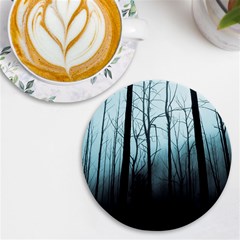 Tree Night Dark Forest Uv Print Round Tile Coaster by Vaneshop