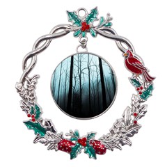 Tree Night Dark Forest Metal X mas Wreath Holly Leaf Ornament by Vaneshop