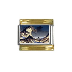 The Great Wave Off Kanagawa Japanese Waves Gold Trim Italian Charm (9mm) by Vaneshop