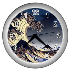 The Great Wave Off Kanagawa Japanese Waves Wall Clock (silver) by Vaneshop