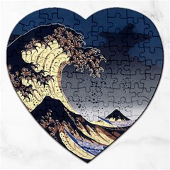 The Great Wave Off Kanagawa Japanese Waves Jigsaw Puzzle (heart) by Vaneshop