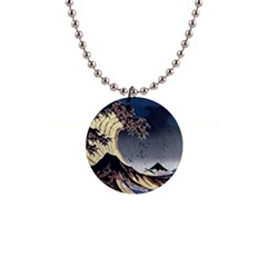 The Great Wave Off Kanagawa Japanese Waves 1  Button Necklace by Vaneshop