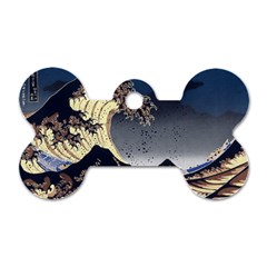 The Great Wave Off Kanagawa Japanese Waves Dog Tag Bone (one Side) by Vaneshop