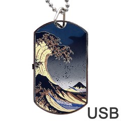 The Great Wave Off Kanagawa Japanese Waves Dog Tag Usb Flash (two Sides) by Vaneshop