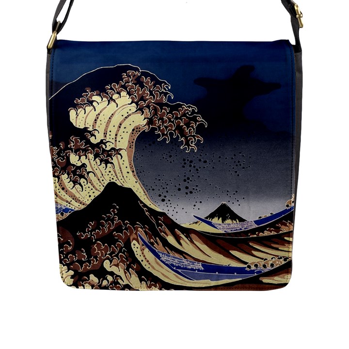 The Great Wave Off Kanagawa Japanese Waves Flap Closure Messenger Bag (L)