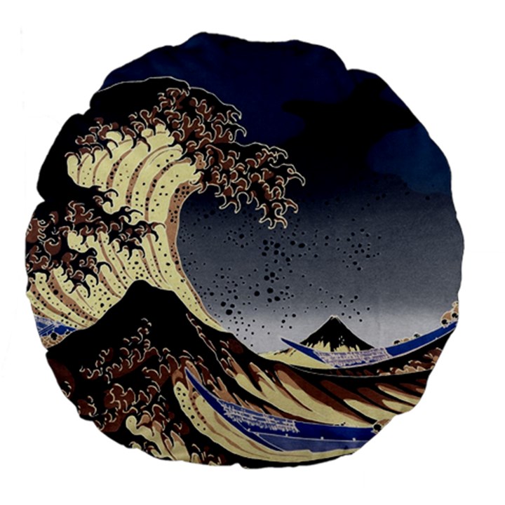 The Great Wave Off Kanagawa Japanese Waves Large 18  Premium Flano Round Cushions