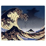 The Great Wave Off Kanagawa Japanese Waves Two Sides Premium Plush Fleece Blanket (Medium) 60 x50  Blanket Back