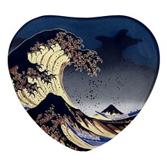 The Great Wave Off Kanagawa Japanese Waves Heart Glass Fridge Magnet (4 Pack)