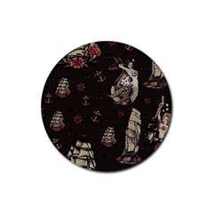 Vintage Tattoos Nautical Rubber Coaster (round) by Vaneshop