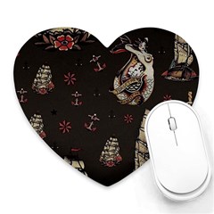 Vintage Tattoos Nautical Heart Mousepad by Vaneshop