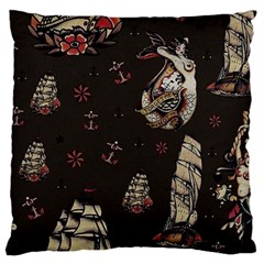 Vintage Tattoos Nautical Large Cushion Case (one Side) by Vaneshop