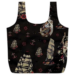 Vintage Tattoos Nautical Full Print Recycle Bag (xl) by Vaneshop